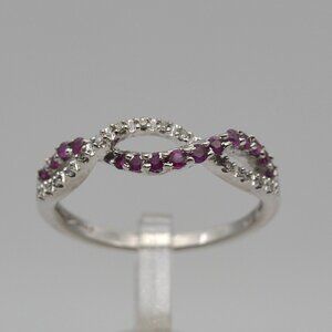 Ruby & Diamond Crossover in 10K White Gold